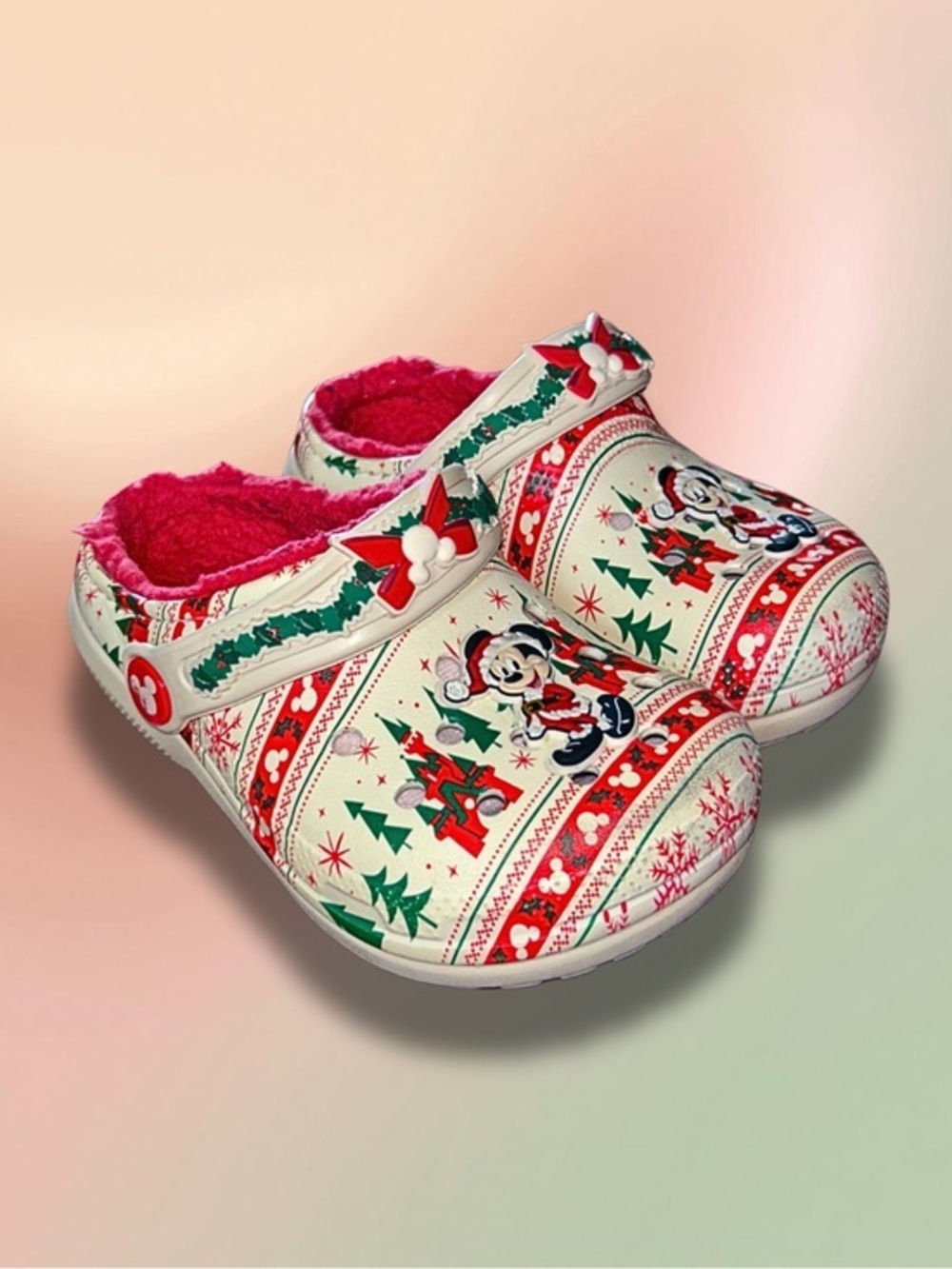 Crocs Disney Mickey Mouse Christmas Fleece Lined Clogs Kids C9